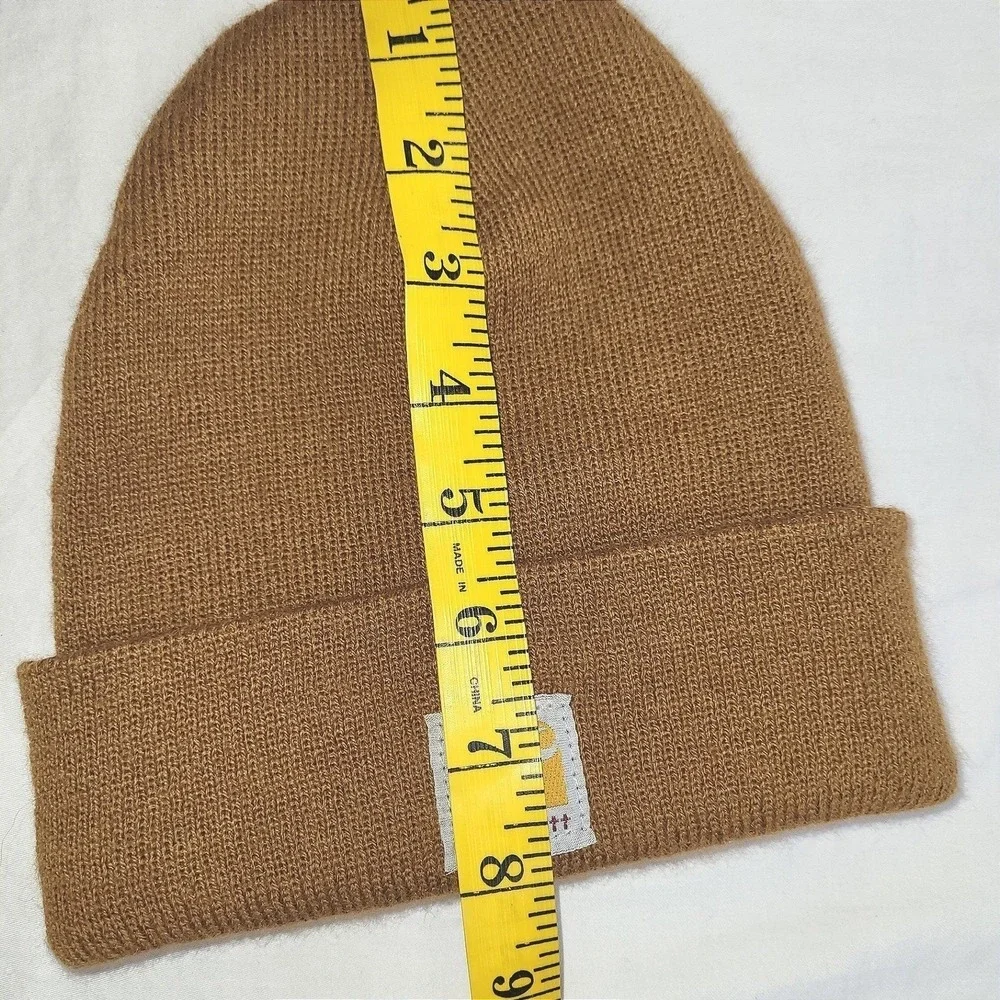 Carhartt Youth Knit Beanie Brown Logo Patch Winter Hat Gorpcore 90s grunge